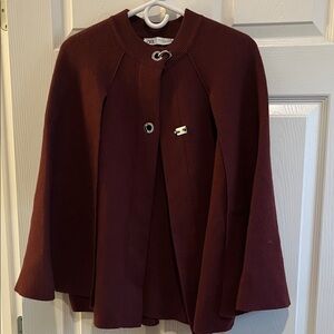 Zara Deep Red Cape Coat